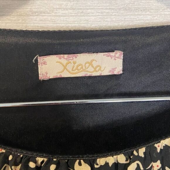 Women's Rounded Neck Flounce‎ Long Sleeve Short Dress - Picture 6 of 6